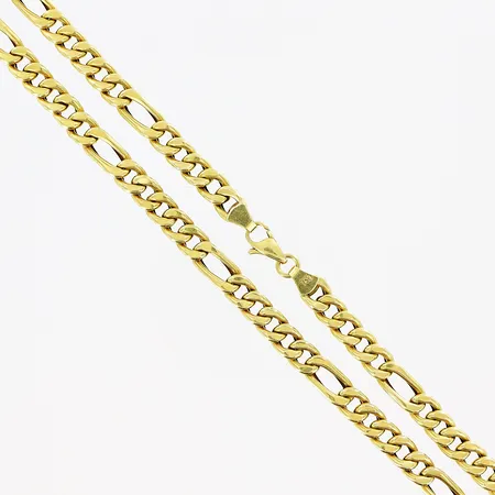 Kedja, Figaro, 50cm, bredd 6mm, ihålig, skevheter, 18K. Vikt: 21,3 g