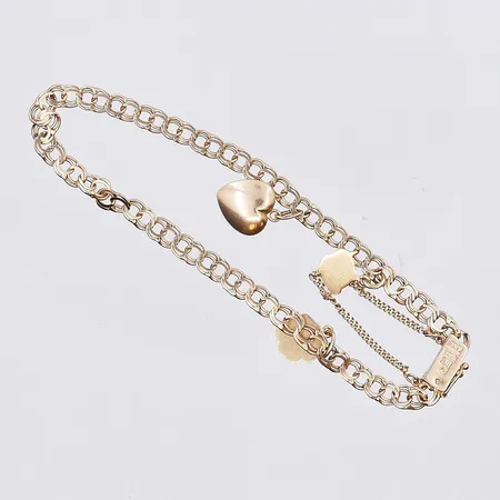 1 Armband Bismarck med berlocker och säkerhetskedja Längd 17cm 18K Vikt: 6,3 g