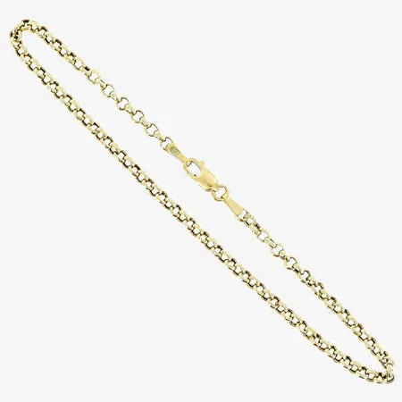 Armband, Ärtlänk, 19,7cm, bredd 2mm, ihålig, smärre skevheter, 18K.  Vikt: 2 g