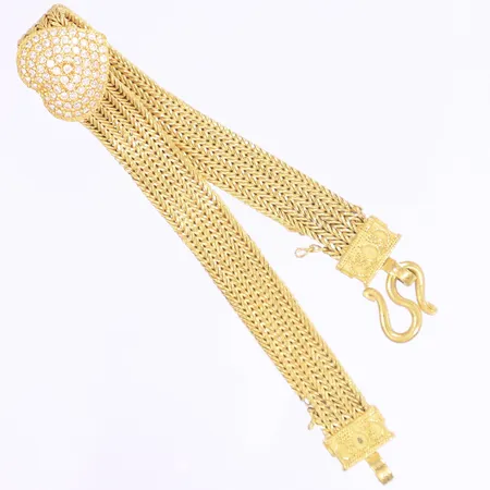 Armband med vita stenar, defekt, 23K 1 Baht Vikt: 15,2 g