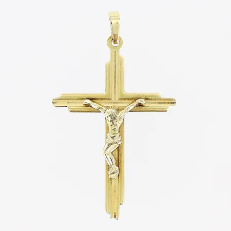Hänge, krucifix, 51x31mm, delvis matt yta, 14K,  Vikt: 4,6 g