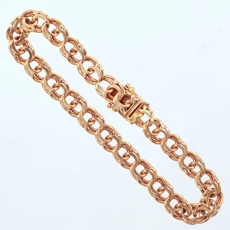 Armband Bismarck, längd 17,5cm, bredd 6,7mm, Styletta Guldvaruaktiebolaget, år 1967, 18K Vikt: 13,8 g