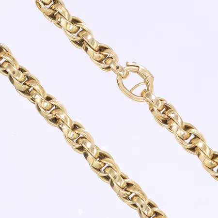 Halskedja, 42cm, bredd 8mm, svenska stämplar, ihålig, smärre bruksslitage, 18K Vikt: 59,2 g