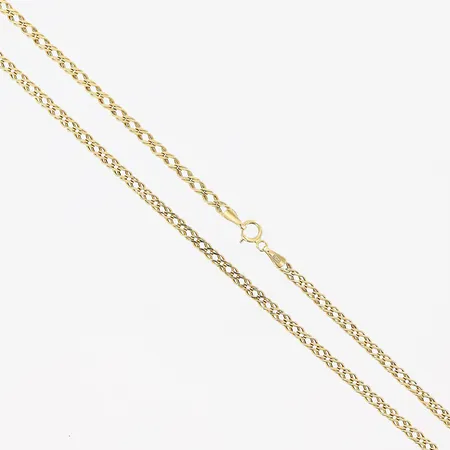 Kedja, 48cm, bredd 2,5mm, ihålig, 18K.  Vikt: 3,3 g