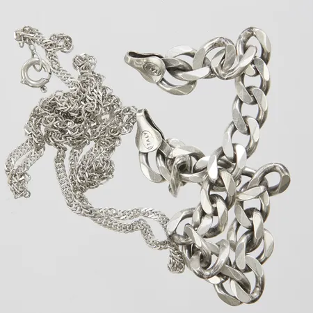 Diverse silver, skadad lås, defekt, 925/1000 silver Vikt: 19,7 g