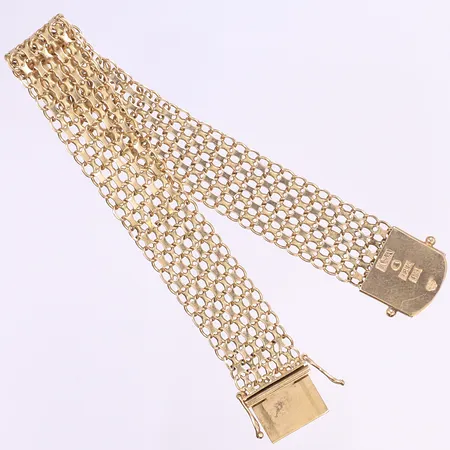 Armband X-länk, 19,5cm, bredd 15mm, svenska stämplar, smärre slitage, 18K Vikt: 20,7 g