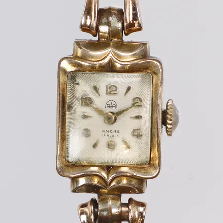 Damur Aza 14x21mm, manuell uppdragning, urtavla med slitage, guld på stål, ca 1960-tal 