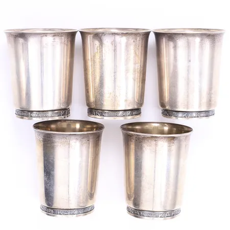 5 supkoppar, 5cm höga, tillv. Borglia, silver 925/1000 Vikt: 194,3 g