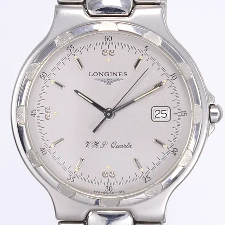 Herrur Longines Conquest V.H.P., Ø35mm, quartz (högprecision), ref 4018, serienr 26049015, integrerad stållänk, går ej troligen batteribyte