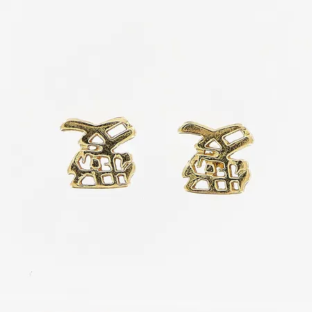 Ett par örhängen, tecken, 7x7mm, 18K.  Vikt: 0,6 g