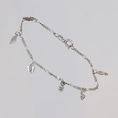 Armband Figaro med integerade berlocker 16cm bredd 1mm silver 830/1000 Vikt: 2,4 g