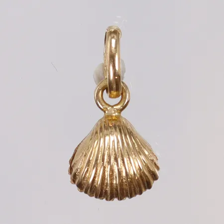 Hänge i form av öppen snäcka med pärla i, 8x16mm, 18K Vikt: 0,9 g