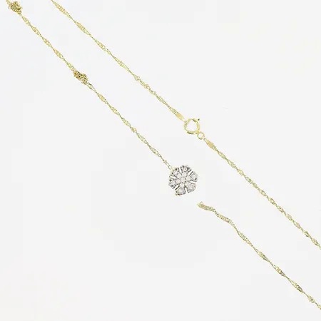Collier, vita stenar, knutor, defekt, 14K.  Vikt: 1,4 g