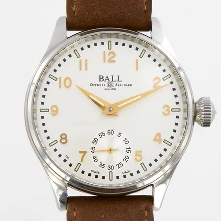Herrur Ball Trainmaster, Ø44mm, manuell, Ref NM3038D, serienr: 7209710, Hirschband med originalspänne, Inga tillbehör, 