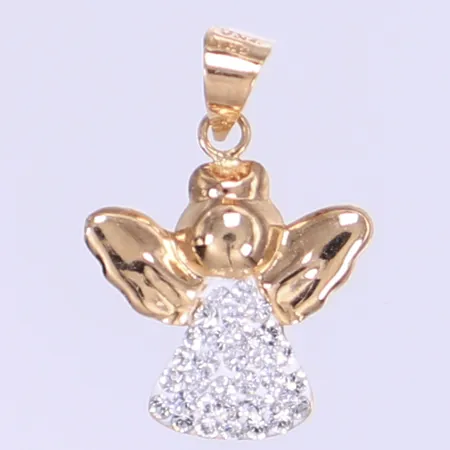 Hänge ängel med vita stenar, 16x11mm, 18K Vikt: 0,3 g