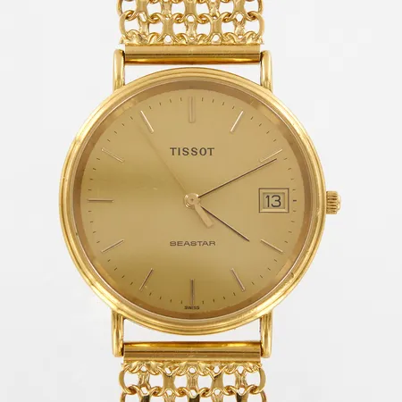 Herrur Tissot 18K, Ø33mm, quartz, X-länk 18K, 21cm, defekt, bruttovikt 54,9 gram   