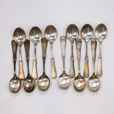 12st Kaffeskedar modell Uppsala, längd 11cm, MGAB, bruksslitage silver 830/1000 Vikt: 152,7 g