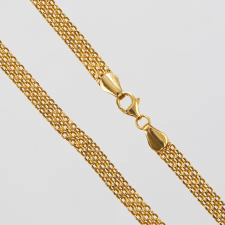 Collier, längd ca 43,5cm, bredd 4,5mm, ojämnheter, 21K Vikt: 7,6 g
