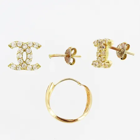 3 örhängen, stenar, defekt, OBS! Ej märkesdesign. 18K. Bruttovikt: 3,1gram.  Vikt: 3,1 g