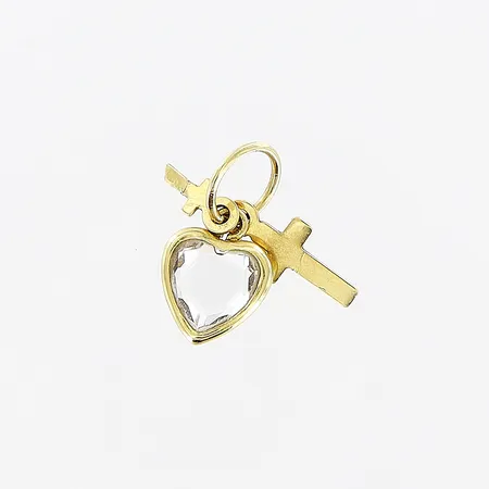 Hänge, vit sten, 13mm, skevheter, 18K.  Vikt: 0,5 g