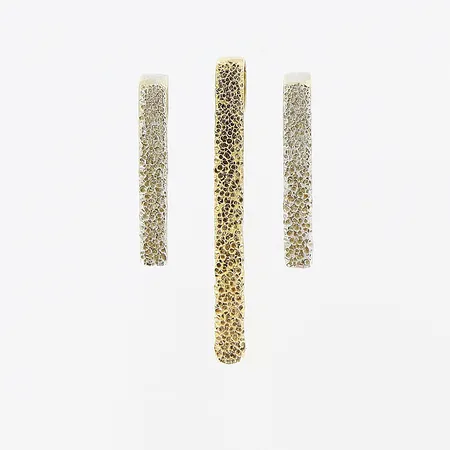 Hänge, 3-delar, 13x2mm och 21x2mm, vit/gulguld, 18K.  Vikt: 1,6 g
