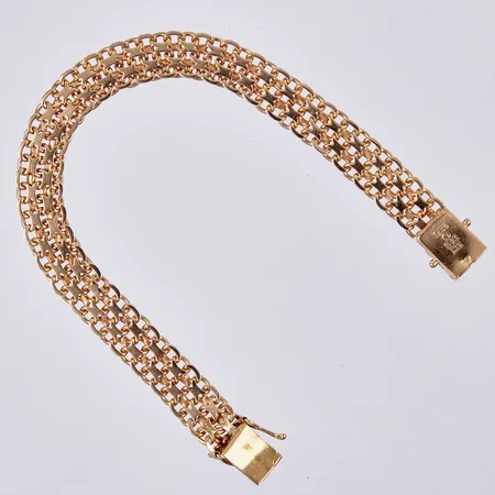 Armband X-länk, längd ca 19cm, bredd ca 9mm, Hedens Guldsmeds Ab Bröderna år 1962, 18K  Vikt: 19,2 g
