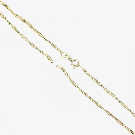 Kedja, Singapore, 46,5cm, bredd 2mm, defekt, 14K.  Vikt: 4,3 g