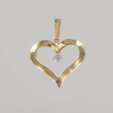 Hänge hjärta med sten, längd 2 cm, bredd 1,7 cm, 18K Vikt: 0,6 g