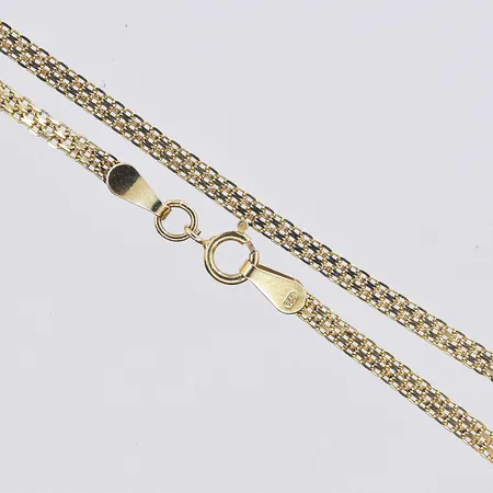 1 Kedja manglad x-länk Längd 50cm skadad länk/bucklig 18K Vikt: 3,2 g