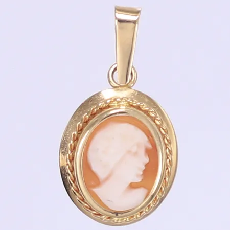 Hänge med camé, 20x10mm, camé något lös i fattning, 18K Vikt: 1 g