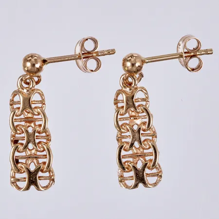 Ett par örhängen X-Länk med stav, längd ca 2cm, bredd ca 5-6mm, GFAB, 18K  Vikt: 2 g