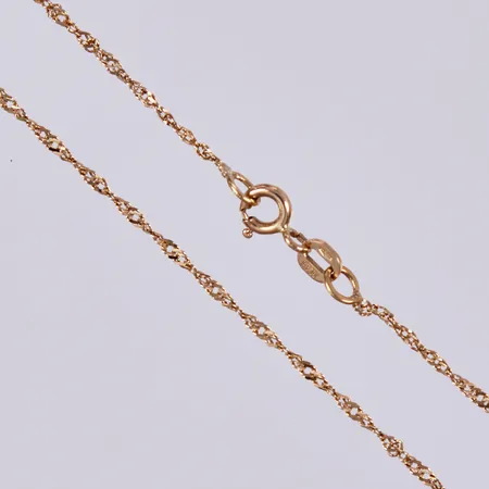 Vristlänk Singapore, längd ca 26,3cm, bredd ca 1mm, 18K  Vikt: 1,2 g