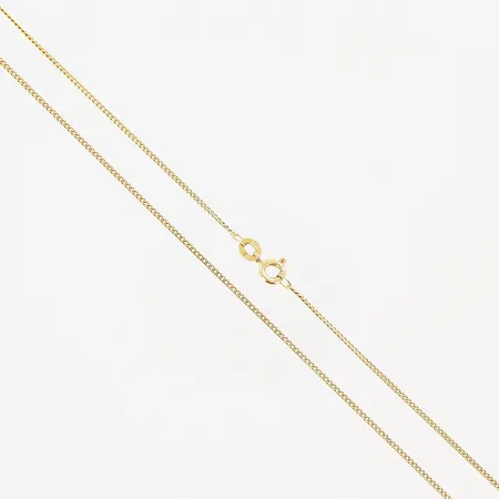 Kedja, Pansar, 60cm, bredd 1mm, skev länkbit, 18K.   Vikt: 3,7 g
