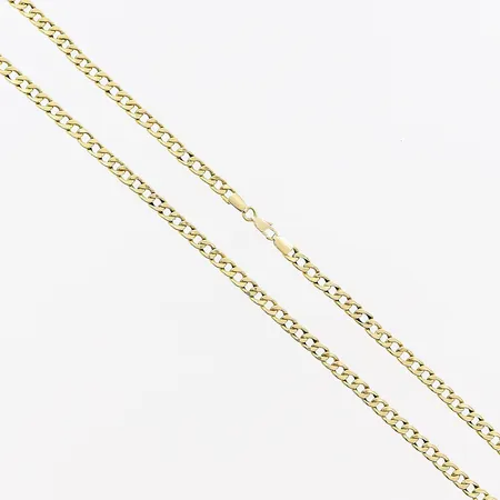 Kedja, Pansar, 50,5cm, bredd 5mm, ihålig, smärre skevheter, 14K.  Vikt: 13 g
