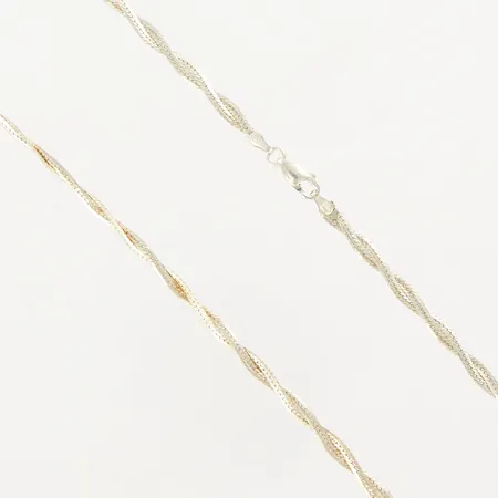 Kedja, tvinnad, 70cm, bredd 5mm, silver 925/1000.  Vikt: 12,2 g