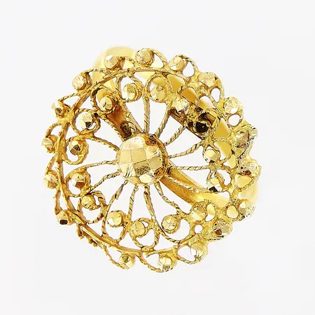 Ring, stl 17½, bredd 2-19mm, defekt, skevheter, 18K. Vikt: 3,5 g