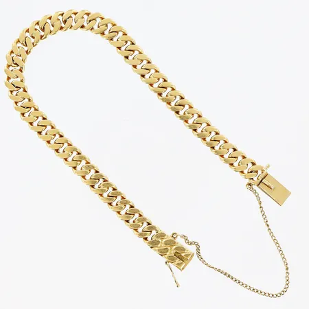 Armband, Pansar, 17,5cm, bredd 6mm, säkerhetskedja, 18K.  Vikt: 20,6 g