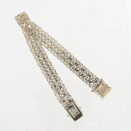 Armband, X-länk med stav, 19,5cm, bredd 10mm, GHA, silver 825/1000.  Vikt: 16,3 g