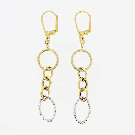 Ett par örhängen, vitguld/gulguld, 28x14mm, ihåliga, skevheter, 18K. Vikt: 2,9 g