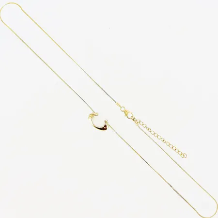 Collier 42,5-47cm, bredd 1mm, liten skevhet på länk uppe vid lås,  integrerat hänge med vit sten 16x9mm, förgyllt, GHA, silver 925/1000 Vikt: 5,3 g