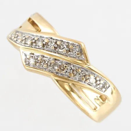 Ring med diamanter 14st ca 0,14ctv, stl 17, bredd 9mm, GHA, gul/vitguld, 18K Vikt: 5 g