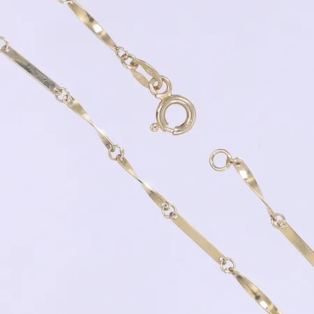 Halskedja, 45cm, bredd 1,5mm, 14K Vikt: 3,3 g