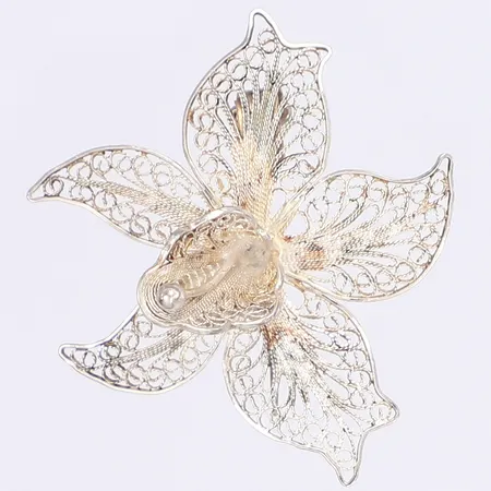 Brosch, orkidé, filigranarbete, Ø42mm, silver 925/1000 Vikt: 3,7 g