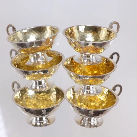6st Mockakoppar, förgylld insida höjd 3cm, Ceson, silver 830/1000 Vikt: 121 g