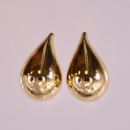 Ett par örhängen droppar, 20x12mm, ihåliga, bucklor/avskalad yta, 18K.  Vikt: 2,6 g