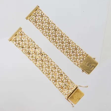 Klockarmband, X-länk med stav, längd ca 16,5cm, bredd 15mm, 18K