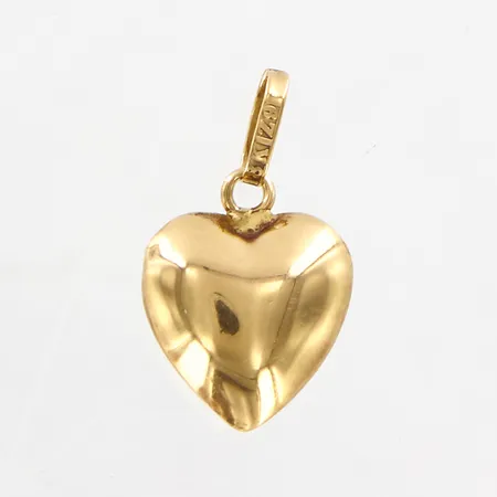Hänge, hjärta, 18x11mm, ihålig, repor, 18K.  Vikt: 0,6 g