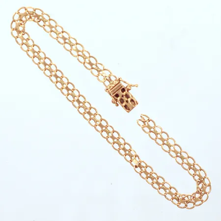 Armband X-länk, längd 20cm, bredd 5,3mm, år 1965, defekt trasigt, 18K  Vikt: 6,1 g