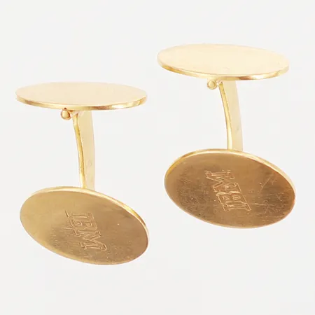 Ett par manschettknappar, Ø16mm, gravyr, 18K Vikt: 10,7 g