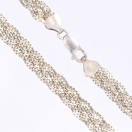 Halscollier flätat, 44cm, bredd 7mm, silver 925/1000 Vikt: 18,1 g